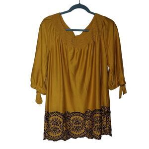 Fever blouse mustard yellow and blue sizes 1 X